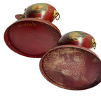 Pair of 19th century French red tole chestnut urns underside signed France