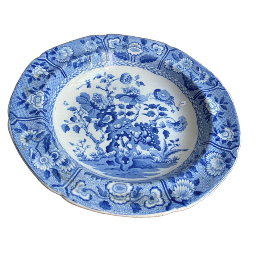Antique English Spode Regency plates blue and white pearlware pair
