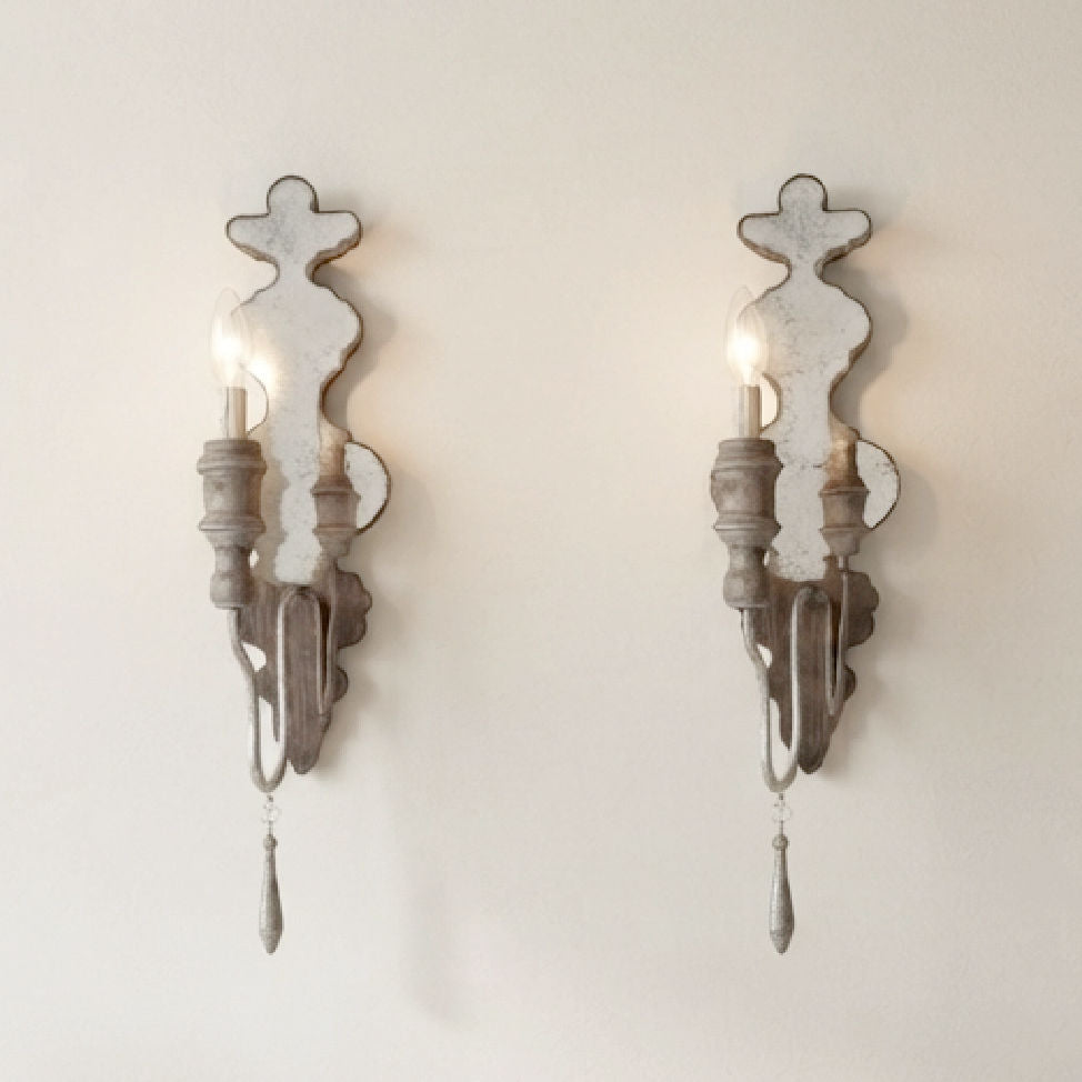 Aidan Gray style silvered mirrored wall sconces