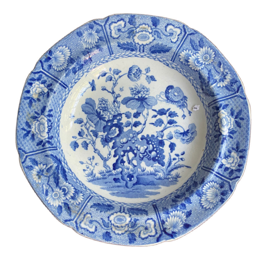 Pair of early 19th century Spode pearlware plates blue transferware