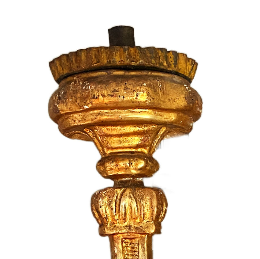 19th century, antique French, gilt candlesticks, altar candlesticks, large pair, complementary sizes, French gilded, mantel decor, collectible, luxury antique, French antiques, objet d’art, religious decor, elegant home decor