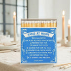 Paris at Night letterpress matchbox with wooden matches styled on an elegant table