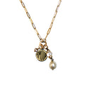 Parisian Atelier Amour French Water Pearl Charm Necklace in Gold