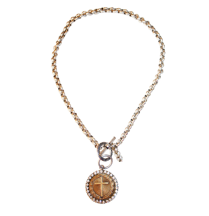 Parisian Atelier French Faith Medallion Charm Necklace