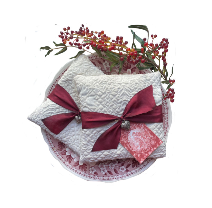 Parisian Atelier Antique Fabric and Silk Ribboned French Lavender Sachet Pillow