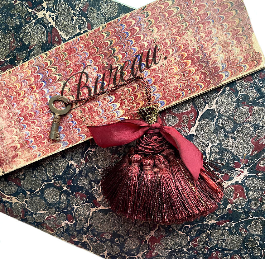 Parisian Atelier Small Merlot Tassel with Antique Desk Key