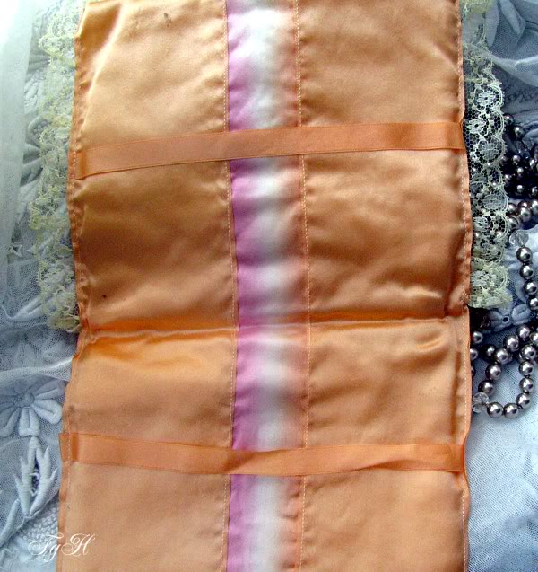 Antique Silk Ribbon Hanky Case Ribbon Work Flower &amp; Lace