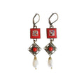 Pearl and micromosaic earrings
