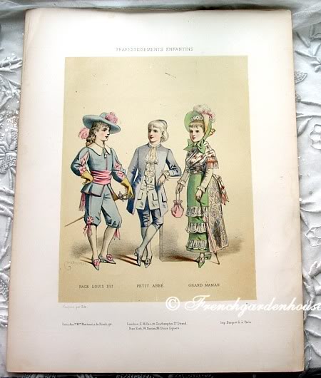 antique French children print &quot;Childish Dressing~up