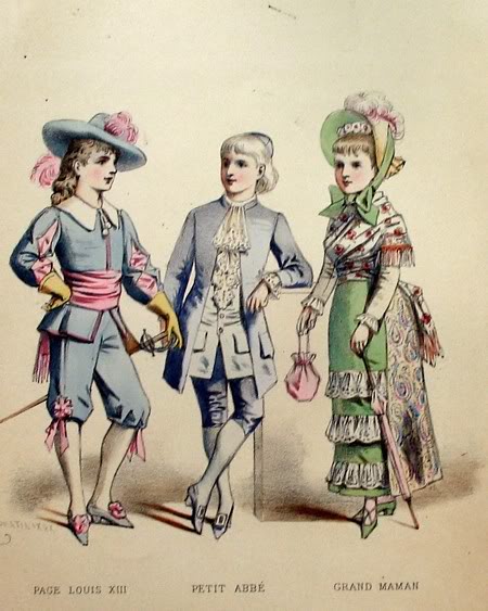 Antique French Hand Colored Children&#39;s Fashion Print