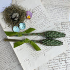 French lavender sachet wands for linens and drawers on antique French letters and nests and pansies