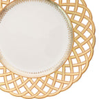 Close-up of intricate porcelaine ajourée openwork on an antique Pillivuyt French porcelain plate