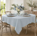 Pom Pom at home Blue Green Linen Tablecloth for coastal style dining room with hydrangeas
