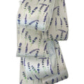 Provence lavender satin ribbon in white with scattered lavender all over.