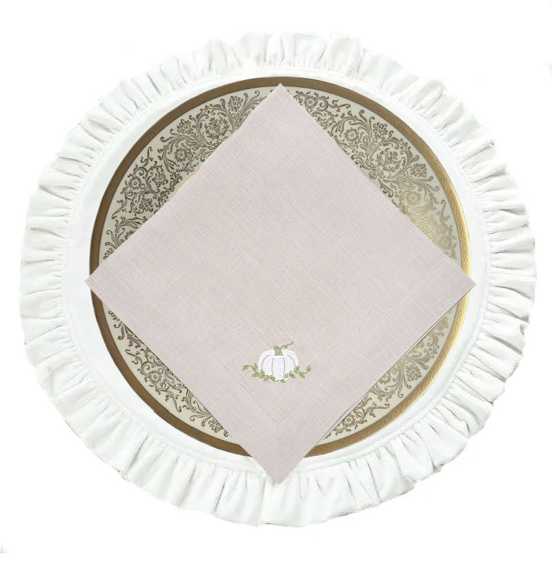 Round White Ruffled Velvet Placemat Set of 2