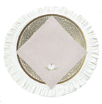 Round White Ruffled Velvet Placemat Set of 2