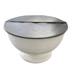 Antique ironstone double serving bowl with original metal lid