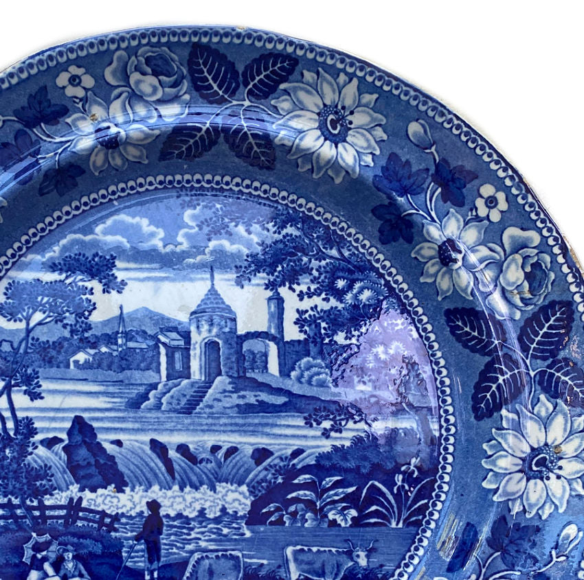 Blue & store White Staffordshire Plate