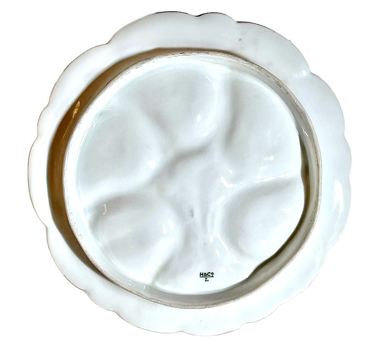 Rare 19th Century French Limoges Oyster Plate — All-White Relief Porcelain