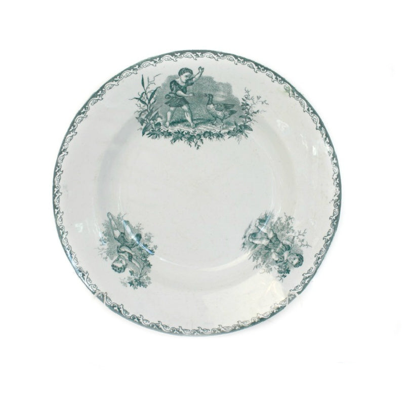 Rare 19th Century Groupe d'Enfants Transferware Plate Set of 6