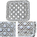Antique English sardine server open view crystal liner reflective interior