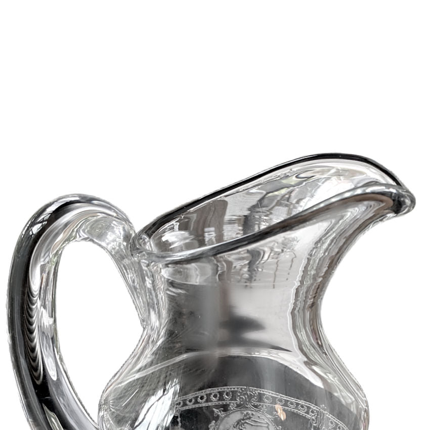Exceptional Antique Etched Glass Pitcher