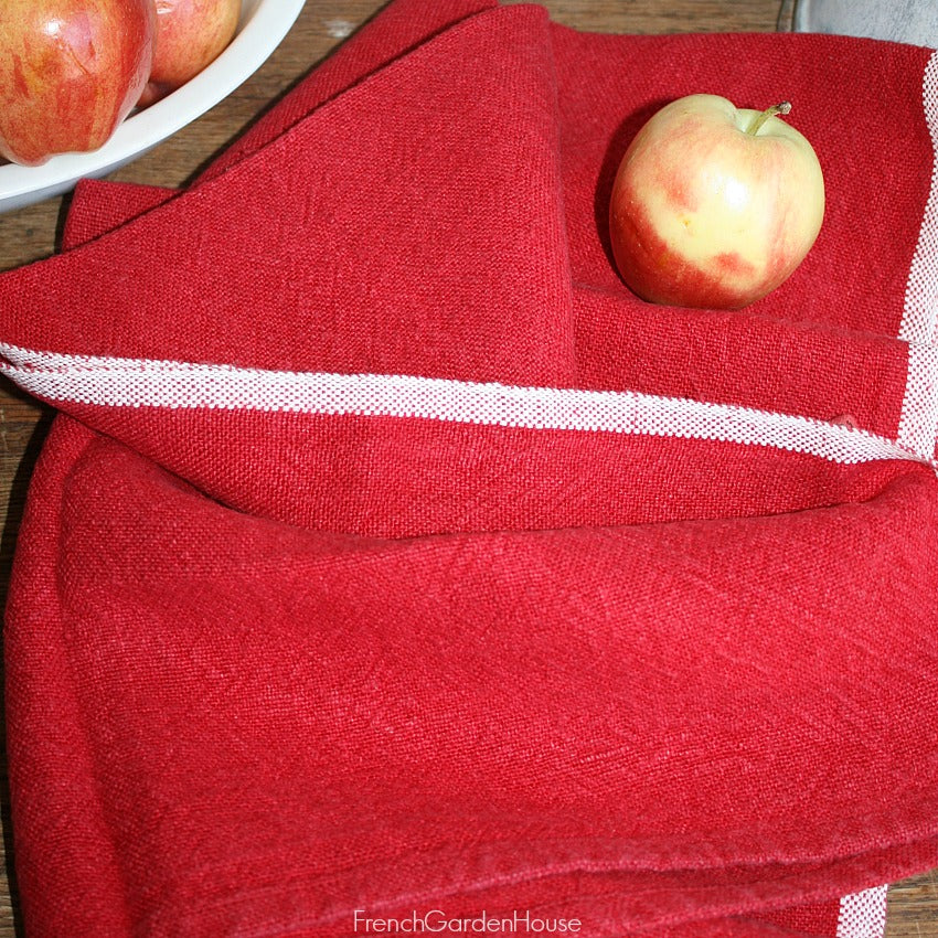 Heavy Linen French Country Towel Rouge