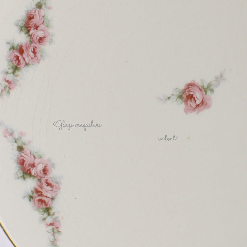 Antique Art Deco Pink Rose Garland Cake Plate