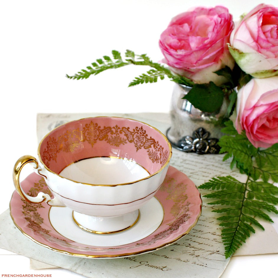 Vintage Aynsley Rose Pink and Gilt Tea Cup