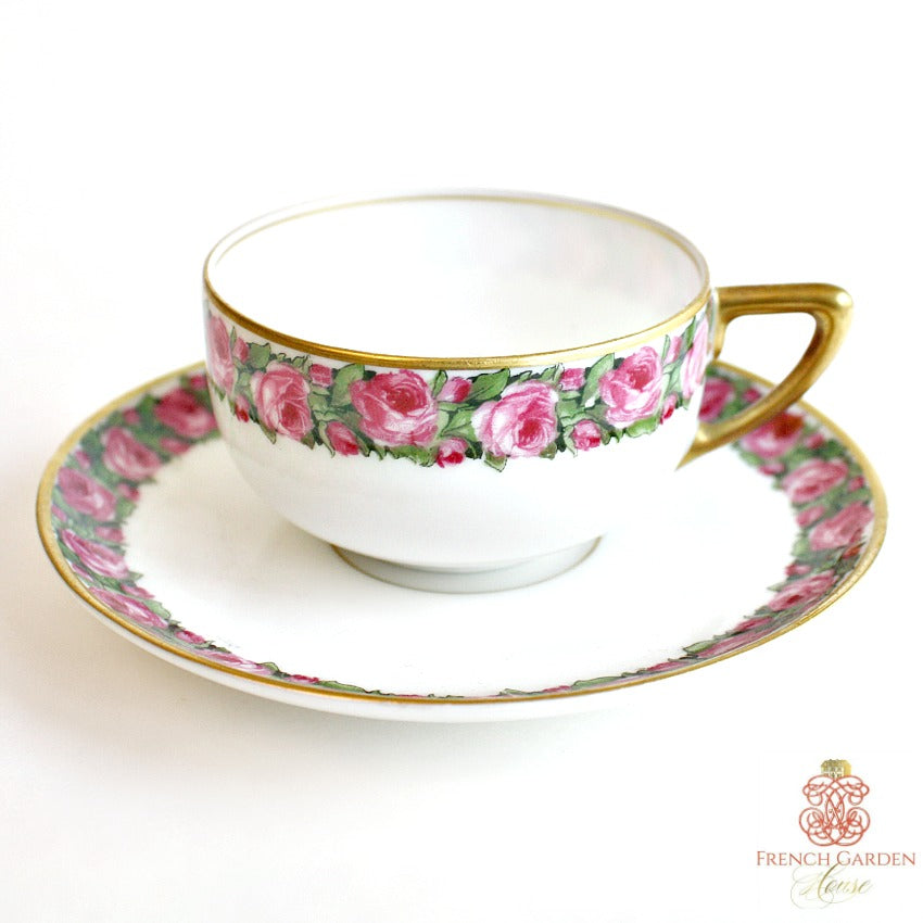 Estate Rosenthal Roses Demitasse Cup &amp; Saucer 1922