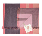 Luxury alpaca throw blanket in coral blush and grey tones
