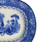 Royal Doulton Watteau platter close up flow blue detail antique English porcelain