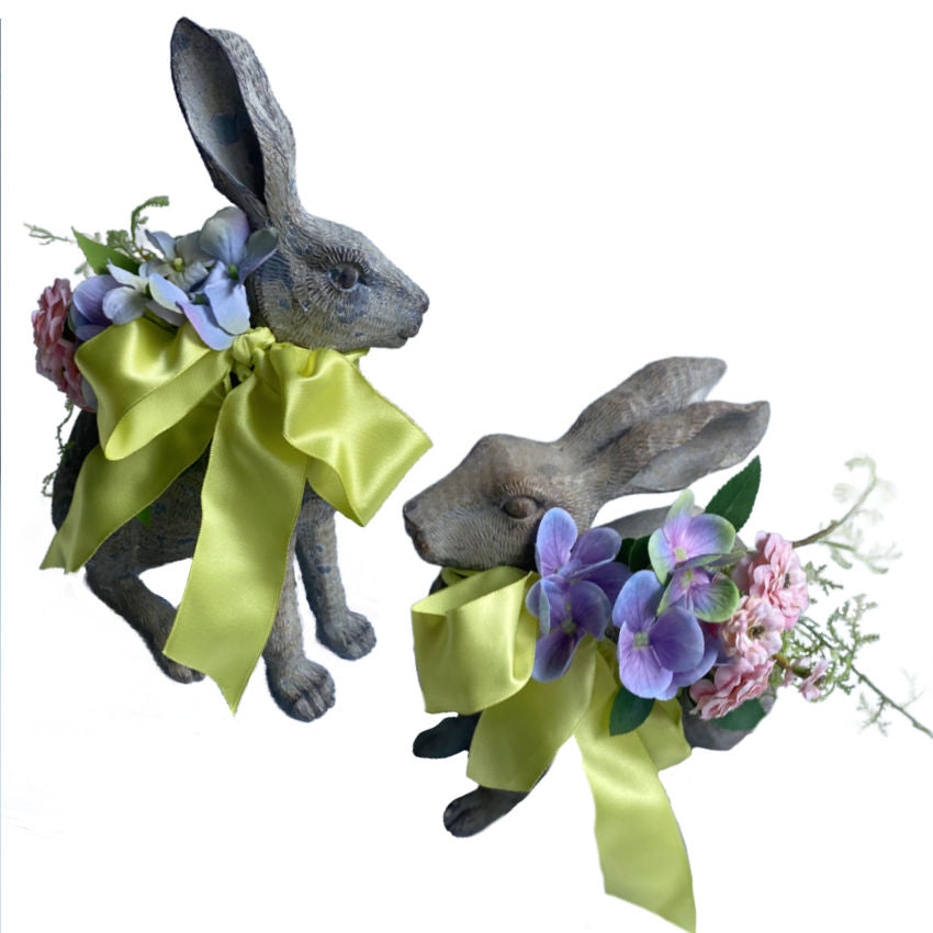 French Country Meadow Rabbit Pair with Ferns