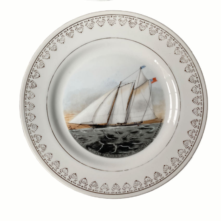 Maritime plate howing cohesive sailing ship scene and soft light