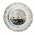 Close-up clipper ship engraving-style maritime scene on porcelain plate sweepstakes winner