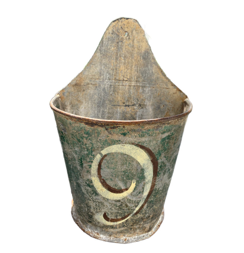 Salvaged European Painted Metal Planter Bucket