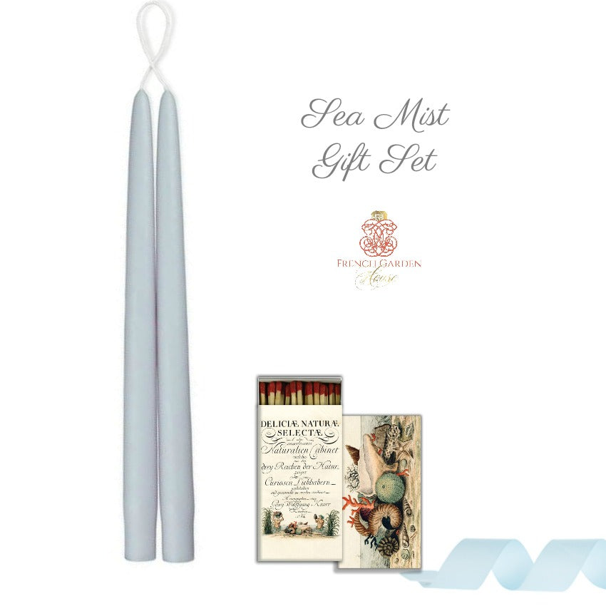 Hand Dipped Sea Mist Taper Candles Gift Set