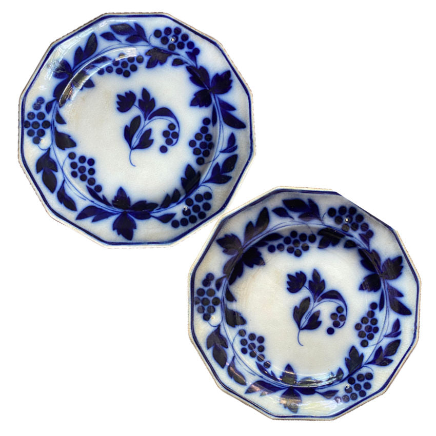 Set of Two Cut Early Sponge Flow Blue Dodecagon Plates