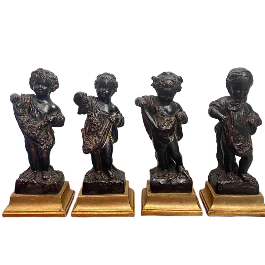 Vintage Italian Four Seasons Figures with Gilt Stands