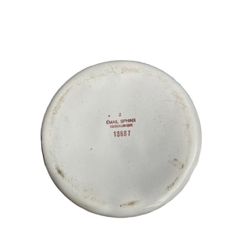 Set of Four 1920&#39;s French Antique Blue and White Striped Enameled Canisters