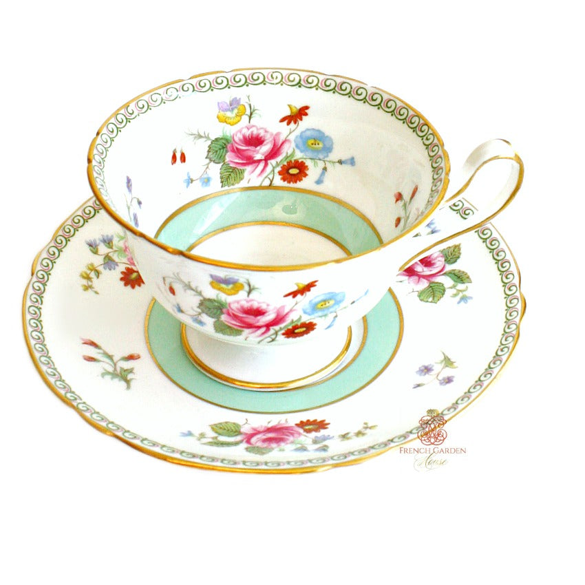 Shelley Rose and Red Tea Cup and Saucer Set