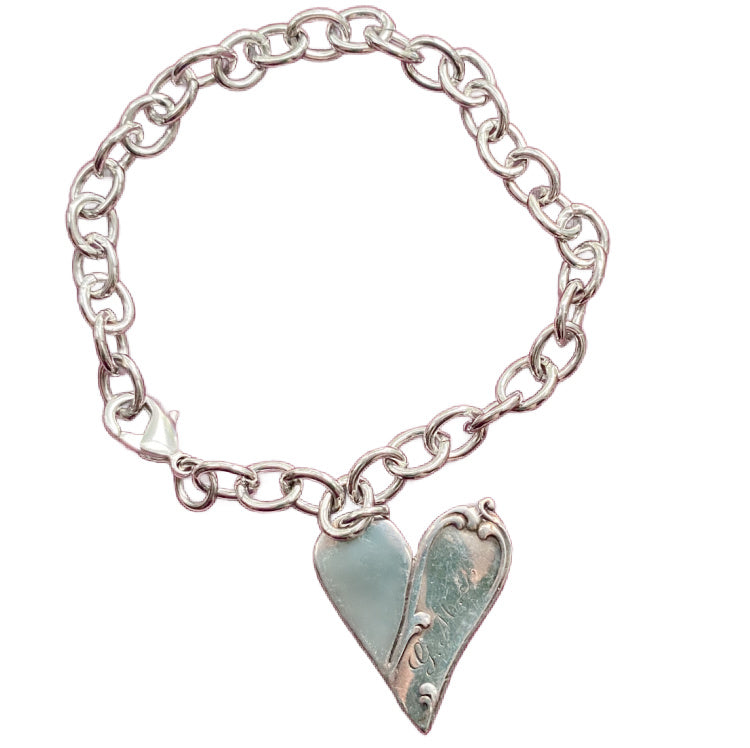 Silver Spoon Heart Charm Bracelet