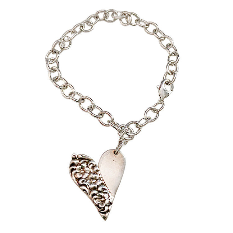 Silver Spoon Heart Charm Bracelet