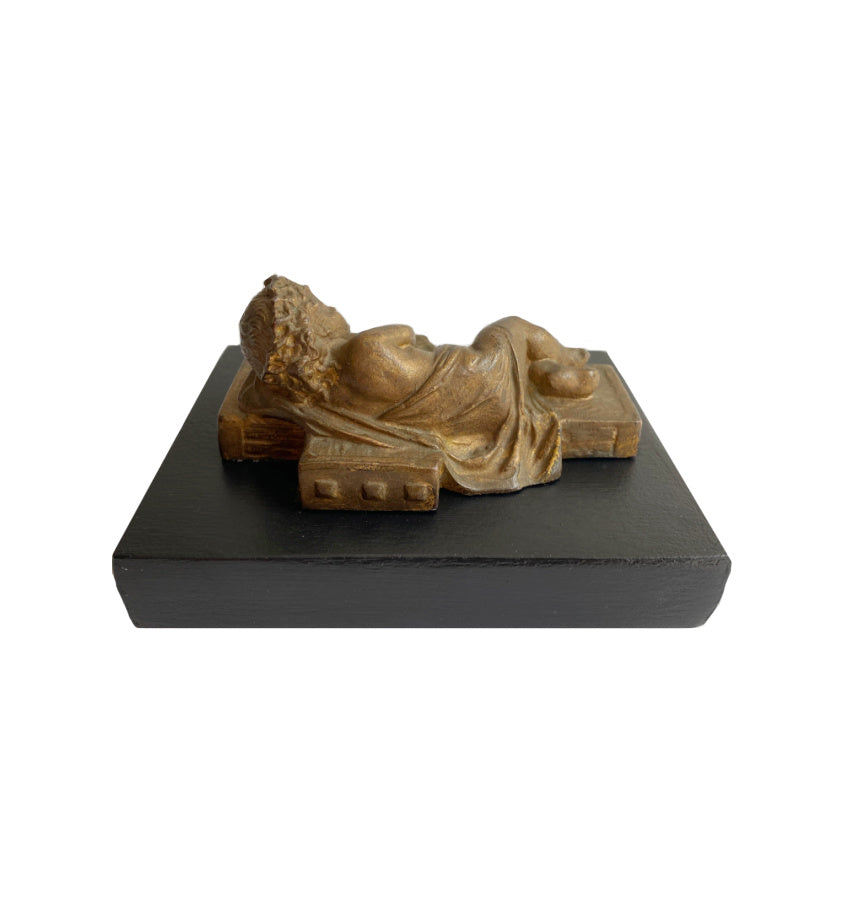 Sleeping Christ Child Small Beaux Arts Gilt Bronzed Sculpture