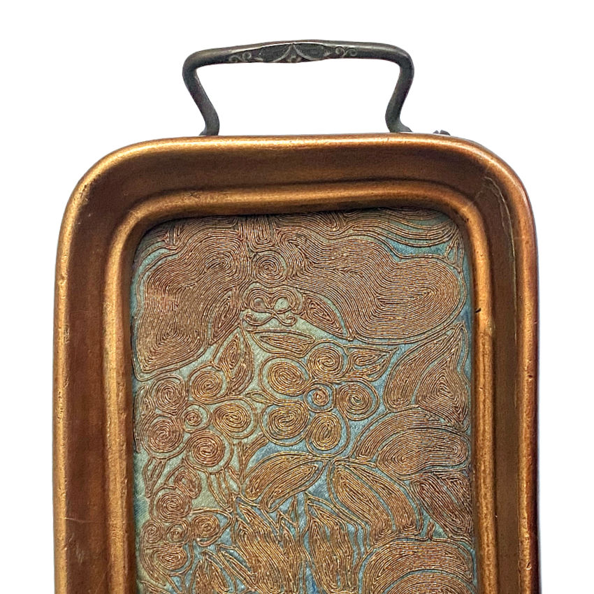 antique French tray, wood pin tray, gold bullion lace, under glass, miniature decorative tray, Parisian decor, collectible antique, vanity tray, small luxury tray, lingerie pin tray