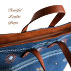 Attenti knitters tote with leather handles and suede interior