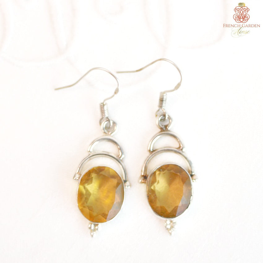 Sterling Silver Sunset & Amber Citrine Drop Earrings