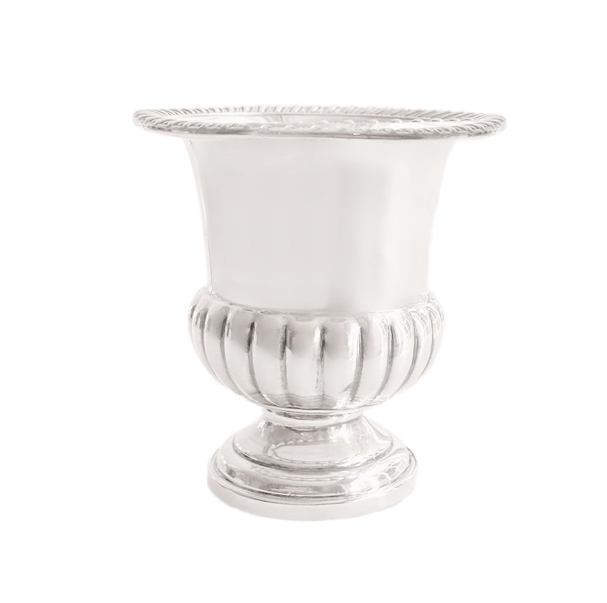 Sterling silver petite urn by Fischer Silver of America, perfect for displaying hors d’oeuvres picks with elegant luxury for entertaining or collecting.