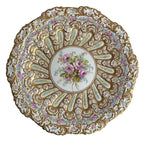 Superb 19th century Copeland dessert plate, hand painted roses with raised gold enamel, exquisite English porcelain collector’s piece.