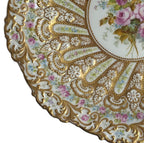 Superb 19th century Copeland dessert plate, hand painted roses with raised gold enamel, exquisite English porcelain collector’s piece.